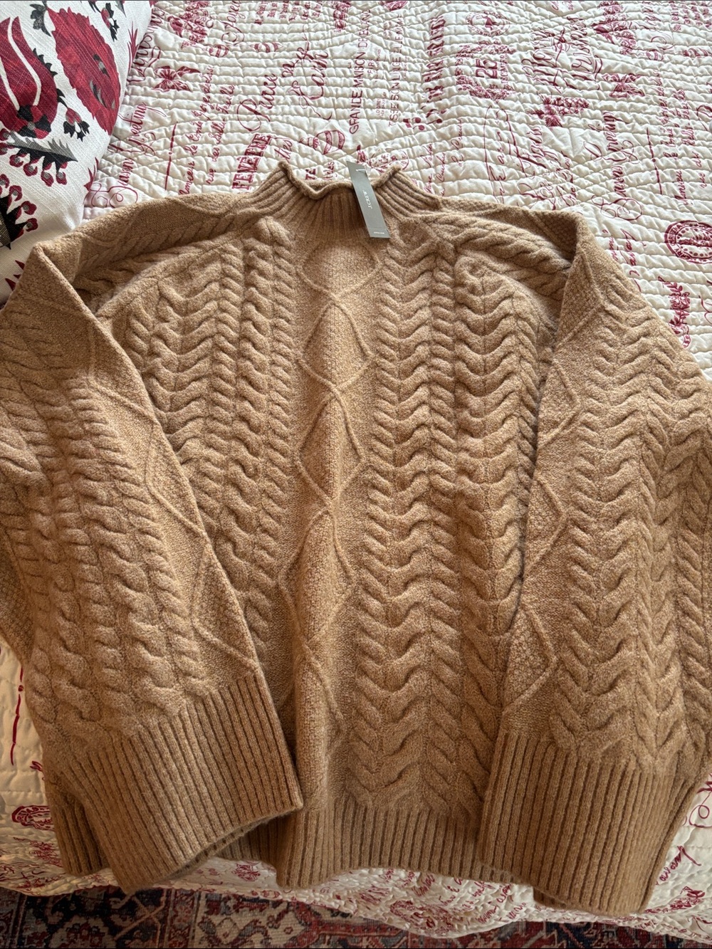 NWT J. Crew Cable-Knit Sweater in Camel Brown. SZ 2X